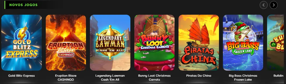 Biblioteca de jogos de mesa, slots e casino ao vivo